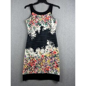 Joseph Ribkoff Dress Womens 8 Multicolor Floral Sleeveless Sheath Knee Length